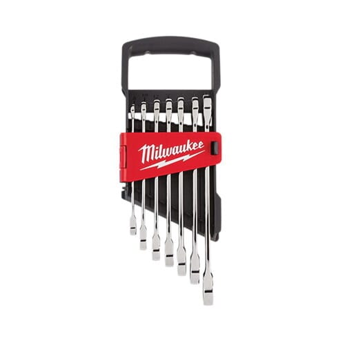 Milwaukee® MAX BITE™ 48-22-9506 Combination Ratcheting Wrench Set, 7 Pieces, Polished Chrome